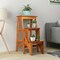 3-Step Folding Ladder Stool Bench 3-in-1 Rubber Wood Heavy Duty